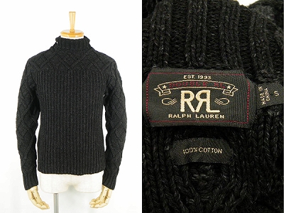 RRL DOUBLE RL ダブルアールエル タートルネック ケーブルニット ブラック 買取査定