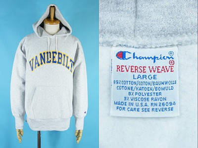 90’s Champion チャンピオン スウェットパーカー リバースウィーブ VANDERBILT  買取査定