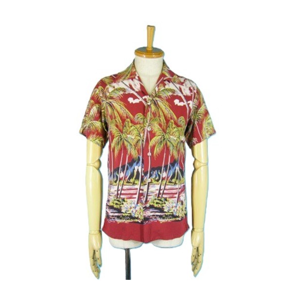 50’s KAHANAMOKU カハナモク 半袖 ハワイアンシャツ・アロハシャツ ダイヤモンドヘッド ホリゾンタル